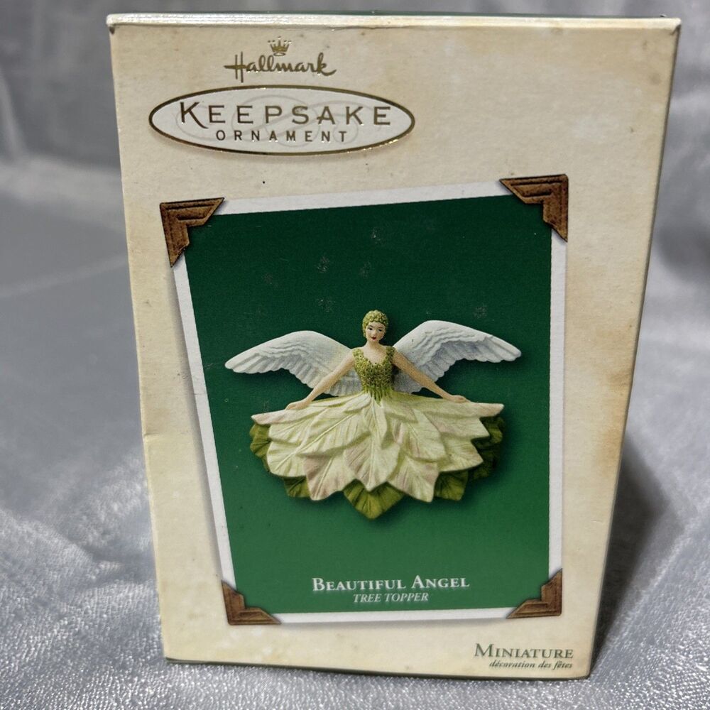 Vtg Hallmark Beautiful Angel Miniature Porcelain Tree‎ Topper GreenWhite 2003 - Picture 8 of 10